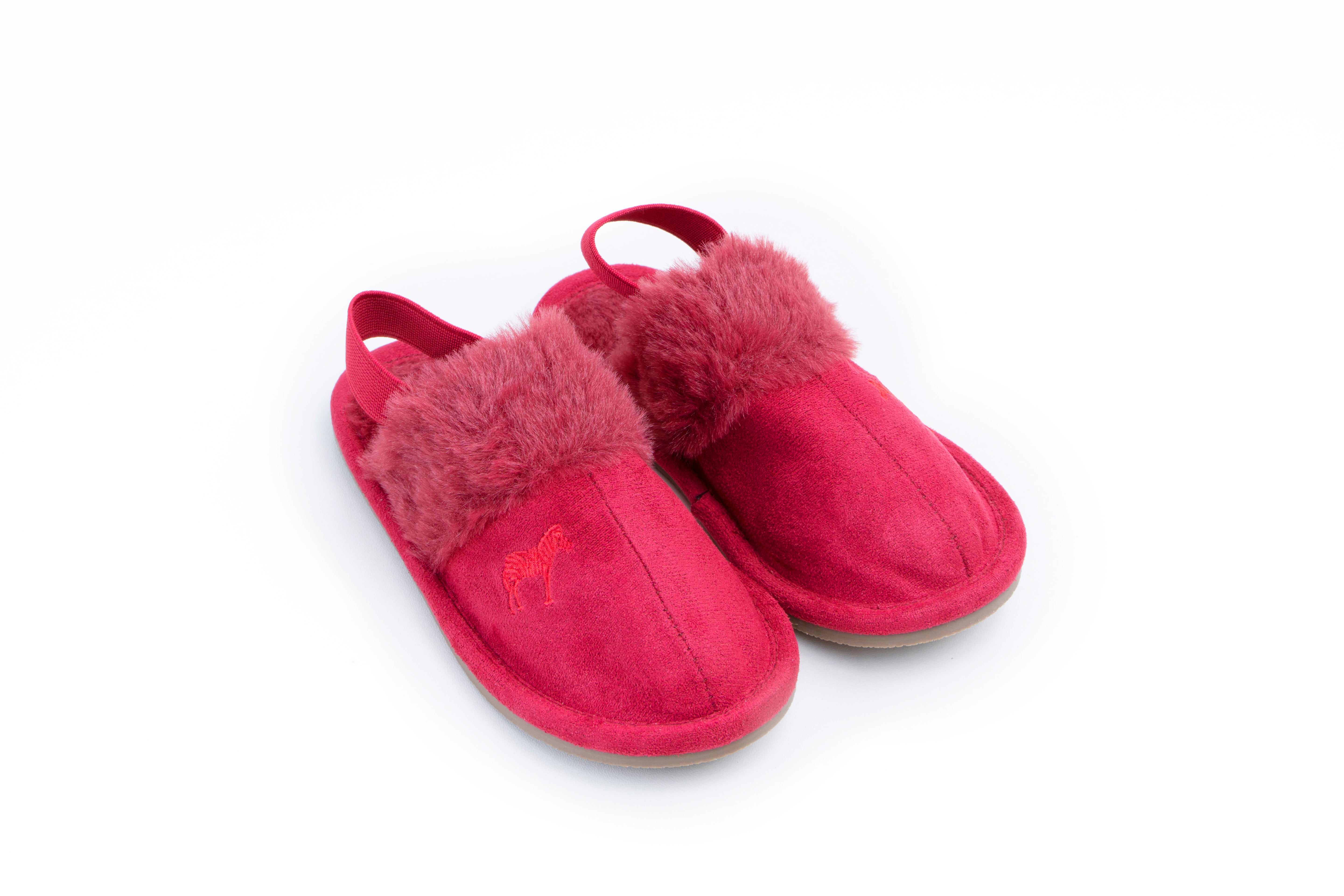 Plush Slippers - Hard Sole with Elastic