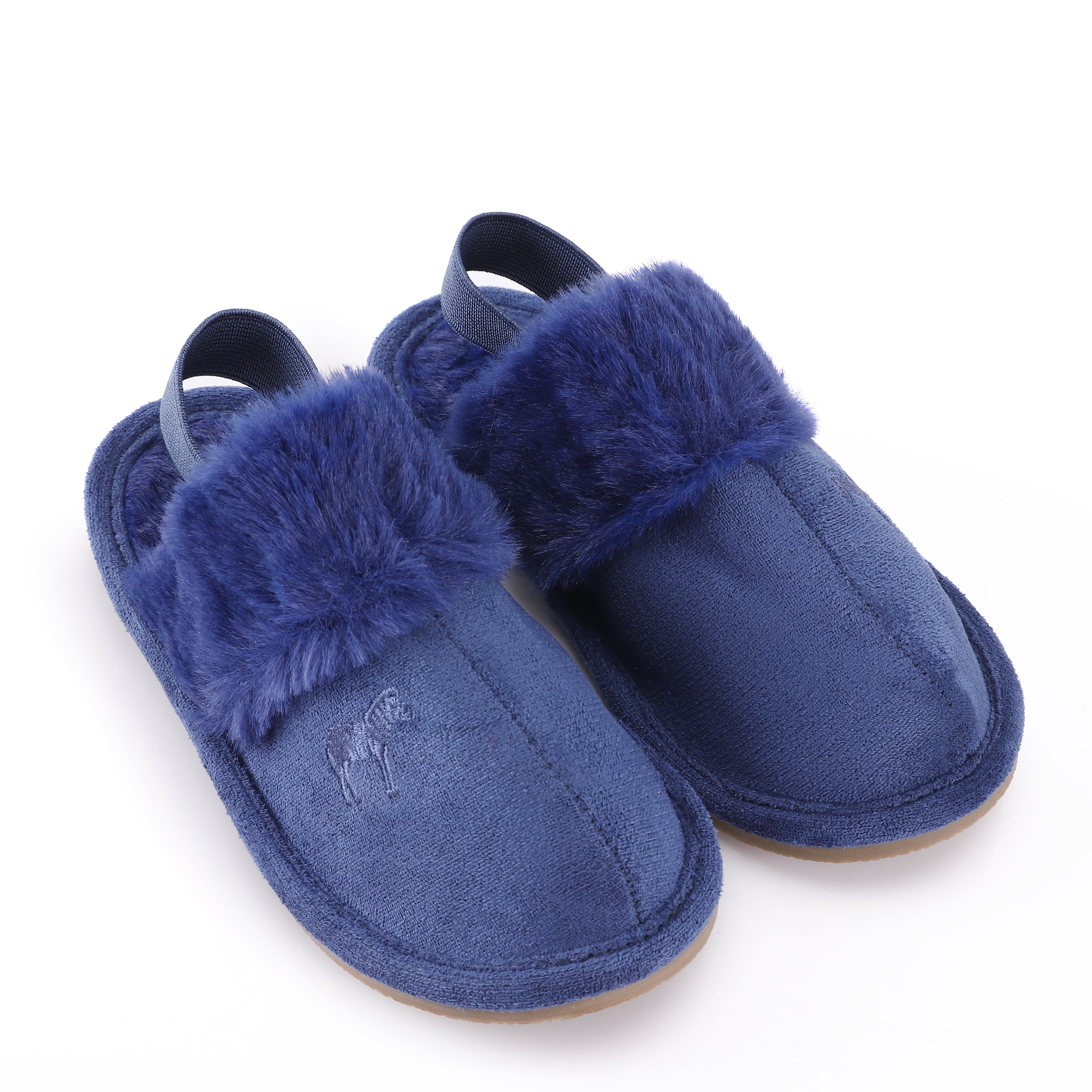 Plush Slippers - Hard Sole with Elastic