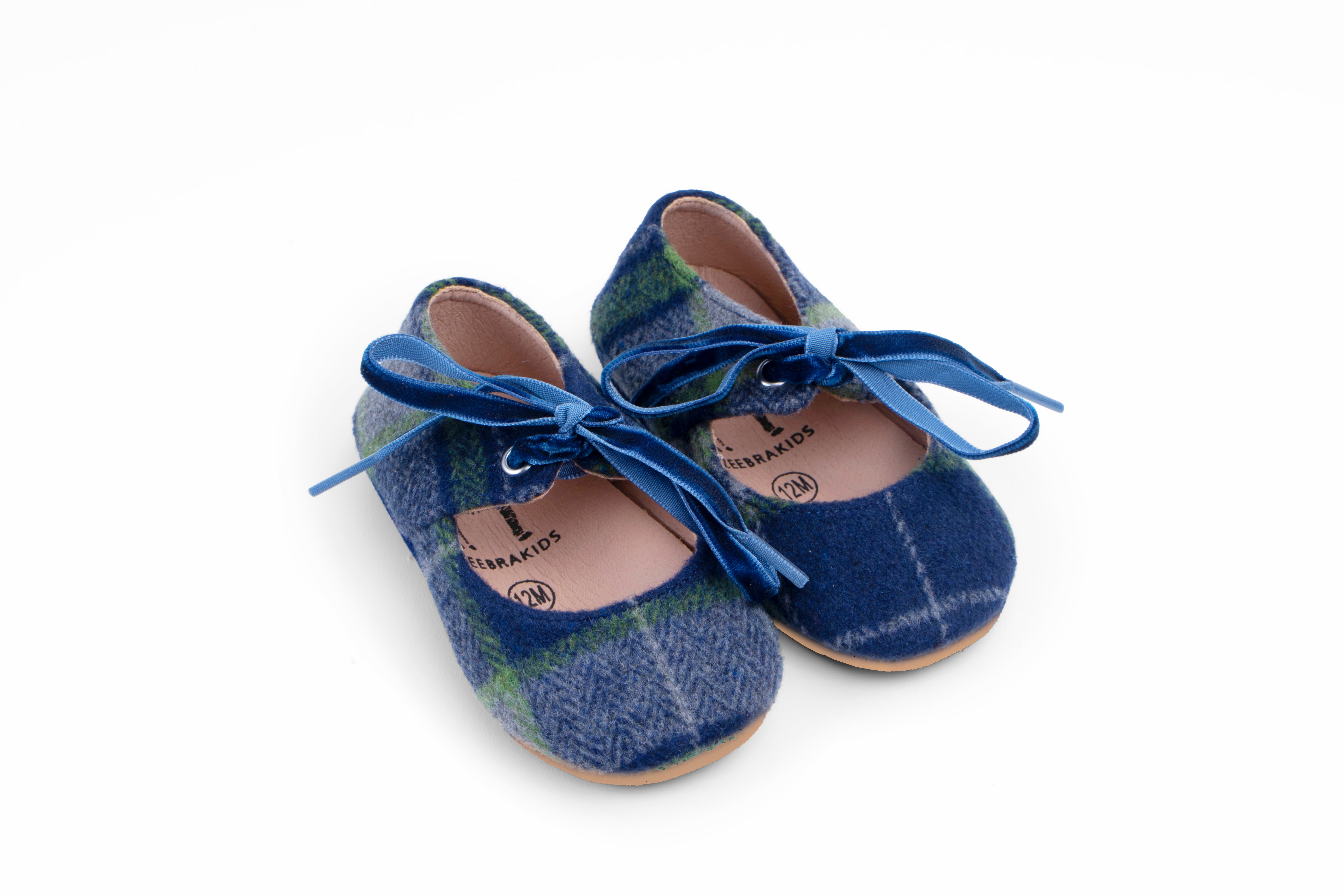 Wool Plaid Bow Mary Jane - Soft Sole